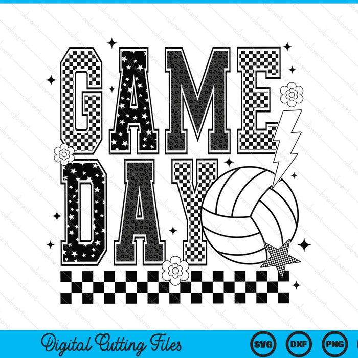 Game day volleyball checkered volleyball SVG cut file