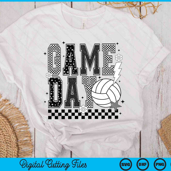 Game Day Volleyball Checkered Funny Volleyball SVG PNG Digital Printable Files