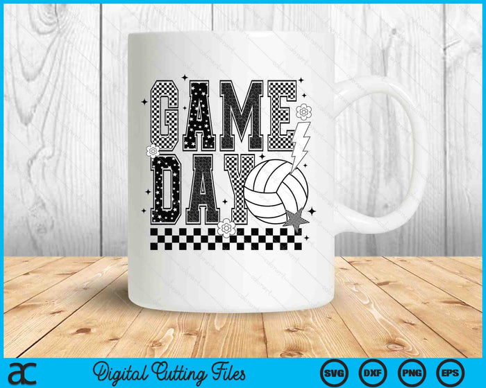 Game Day Volleyball Checkered Funny Volleyball SVG PNG Digital Printable Files