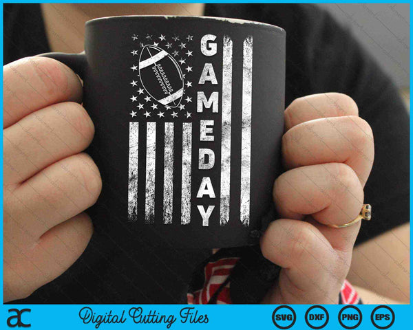 Game Day With Flag American Football Lovers Mom Dad SVG PNG Cutting Printable Files