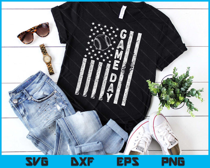 Game Day With Flag Baseball Lovers Mom Dad SVG PNG Digital Printable Files