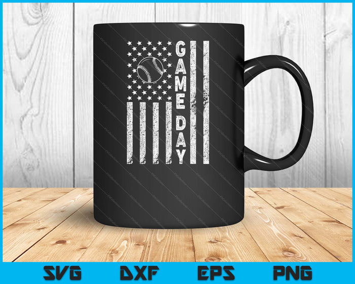 Game Day With Flag Baseball Lovers Mom Dad SVG PNG Digital Printable Files