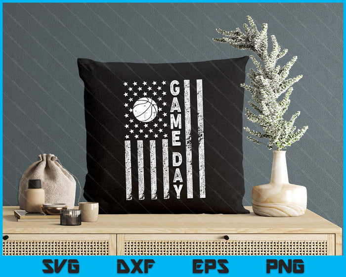 Game Day With Flag Basketball Lovers Mom Dad SVG PNG Digital Printable Files