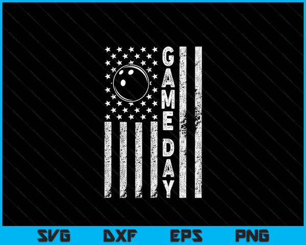Game Day With Flag Bowling Lovers Mom Dad SVG PNG Digital Printable Files