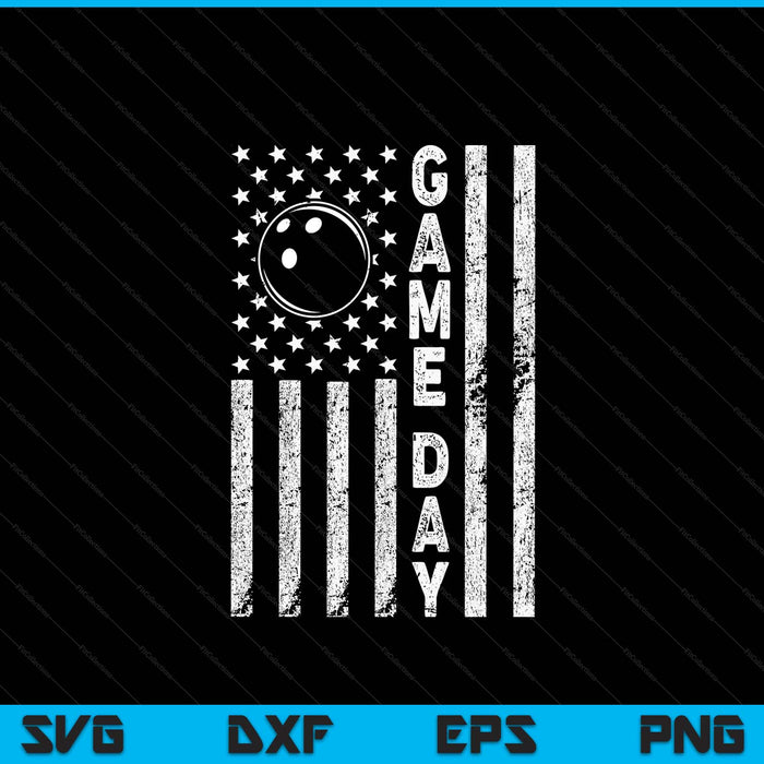 Game Day With Flag Bowling Lovers Mom Dad SVG PNG Digital Printable Files