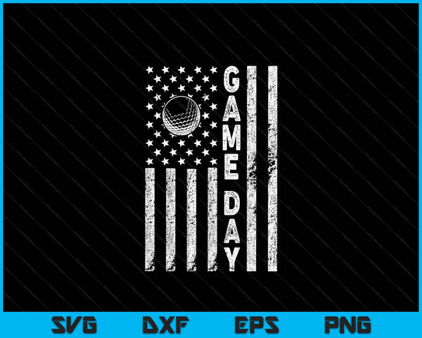 Game day with flag golf lovers mom dad SVG cut file