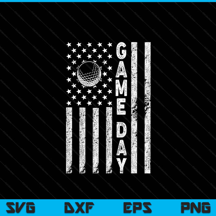 Game day with flag golf lovers mom dad SVG cut file