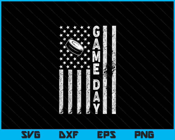 Game Day With Flag Ice Hockey Lovers Mom Dad SVG PNG Digital Printable Files