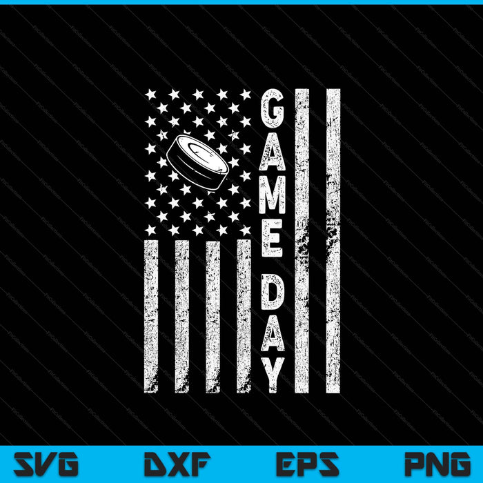 Game day with flag ice hockey lovers mom dad SVG PNG cut file for Cricut