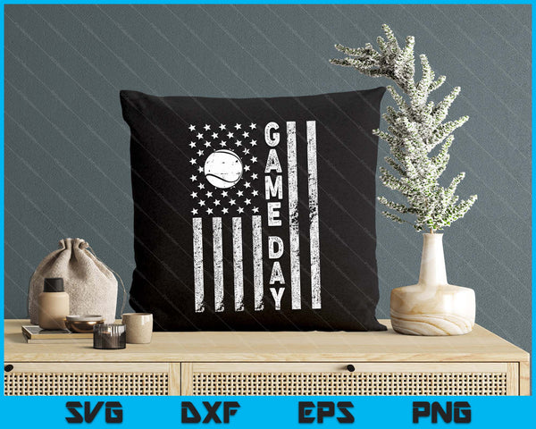 Game Day With Flag Tennis Lovers Mom Dad SVG PNG Digital Printable Files