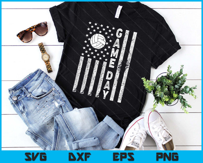 Game Day With Flag Volleyball Lovers Mom Dad SVG PNG Digital Printable Files