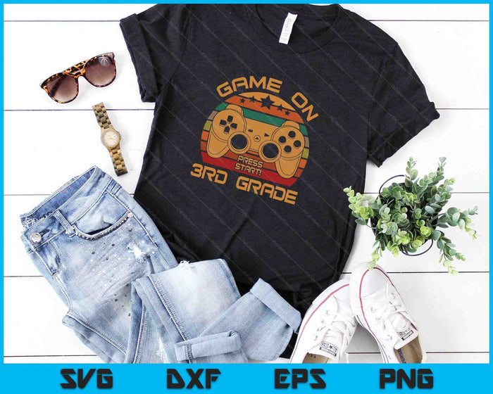 Game On 3rd Grade First Day Gamer Gift SVG PNG Digital Cutting Files