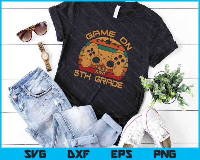 Juego en 5to grado Primer día Gamer SVG PNG Archivos de corte digital