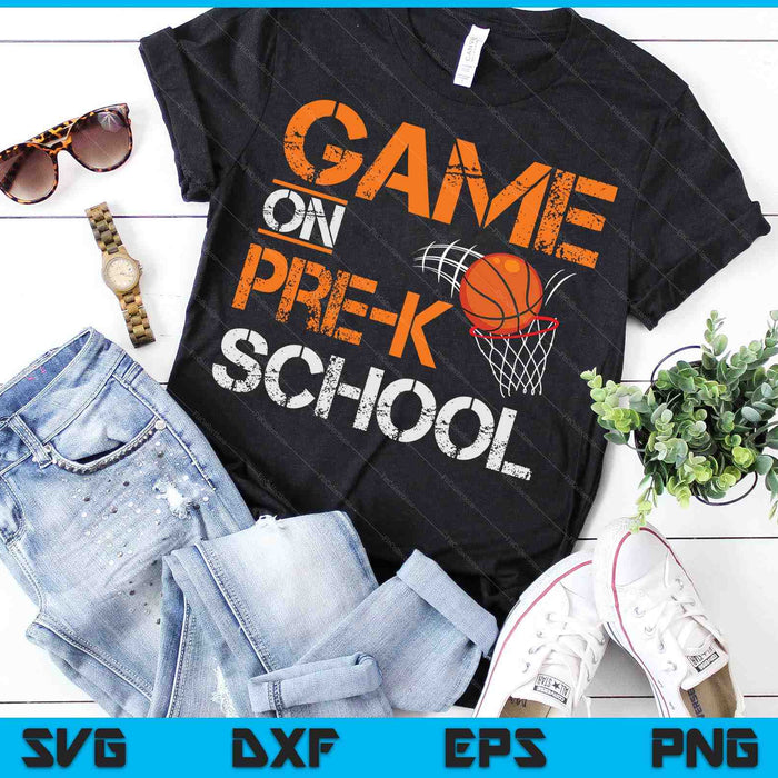 Juego en baloncesto escolar PRE-K primer día de escuela SVG PNG archivos de corte digital