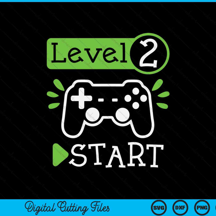 Gamer Birthday 2nd Birthday Level 2 SVG PNG Digital Printable Files