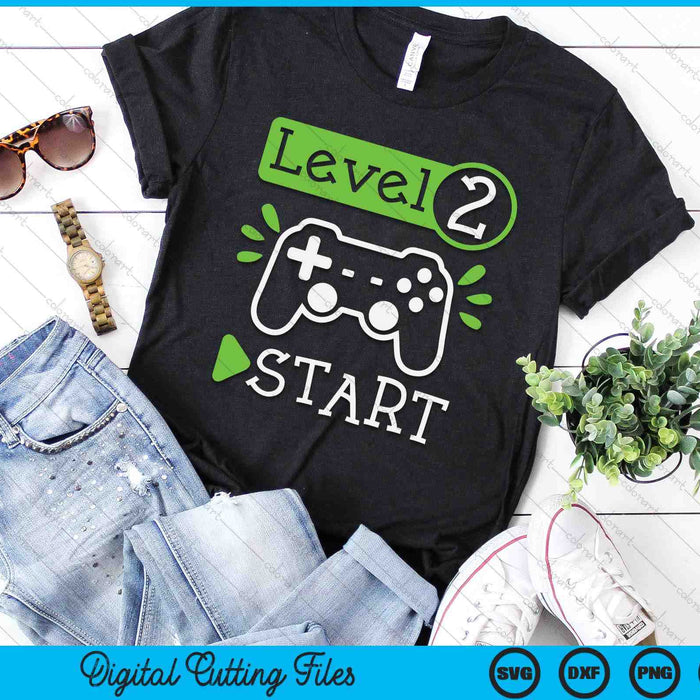 Gamer Birthday 2nd Birthday Level 2 SVG PNG Digital Printable Files