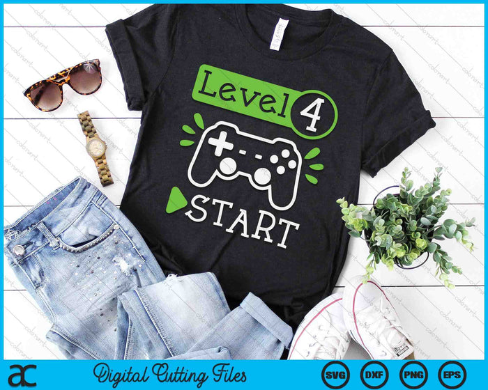 Gamer Birthday 4th Birthday Level 4 SVG PNG Digital Printable Files