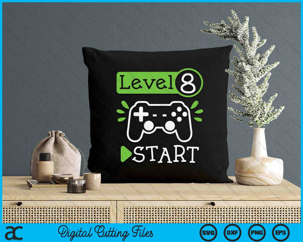 Gamer Birthday 8th Birthday Level 8 SVG PNG Digital Printable Files