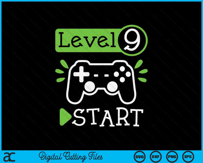 Gamer Birthday 9th Birthday Level 9 SVG PNG Digital Printable Files