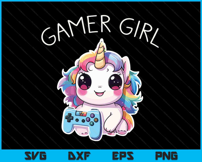 Gamer Girl Unicorn Gaming Cute Video Game Gift SVG PNG Digital Cutting Files