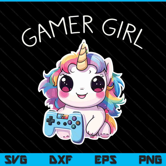 Gamer girl unicorn gaming cute video game SVG cut file