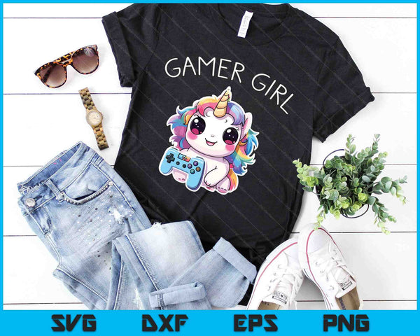 Gamer Girl Unicorn Gaming Cute Video Game Gift SVG PNG Digital Cutting Files