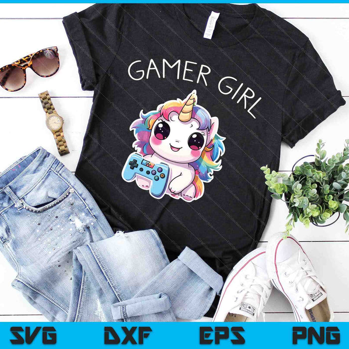 Gamer Girl Unicorn Gaming Cute Video Game Gift SVG PNG Digital Cutting Files
