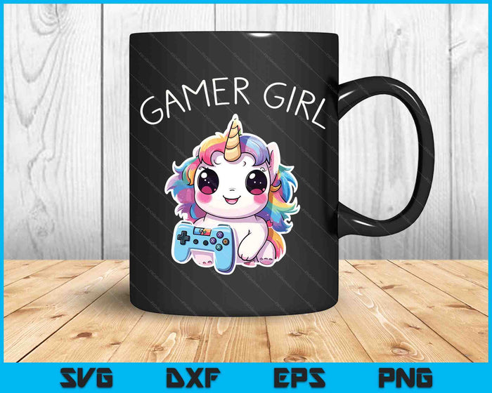 Gamer Girl Unicorn Gaming Cute Video Game Gift SVG PNG Digital Cutting Files