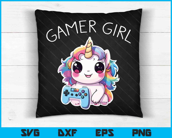 Gamer Girl Unicorn Gaming Cute Video Game Gift SVG PNG digitale snijbestanden