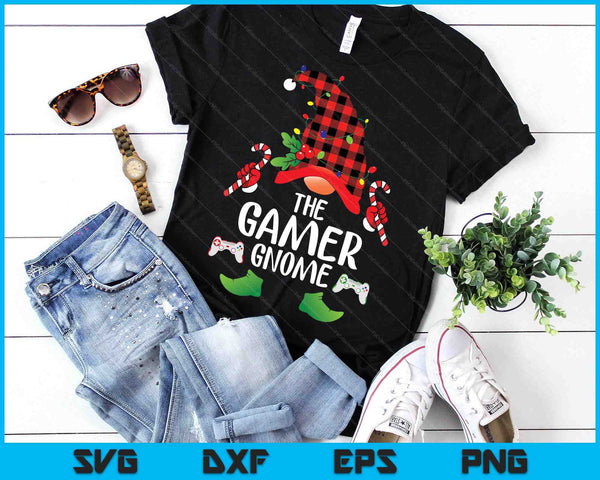 Gamer Gnome Buffalo Plaid Matching Family Christmas Pajama SVG PNG Digital Printable Files