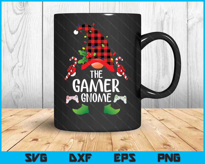 Gamer Gnome Buffalo Plaid Matching Family Christmas Pajama SVG PNG Digital Printable Files