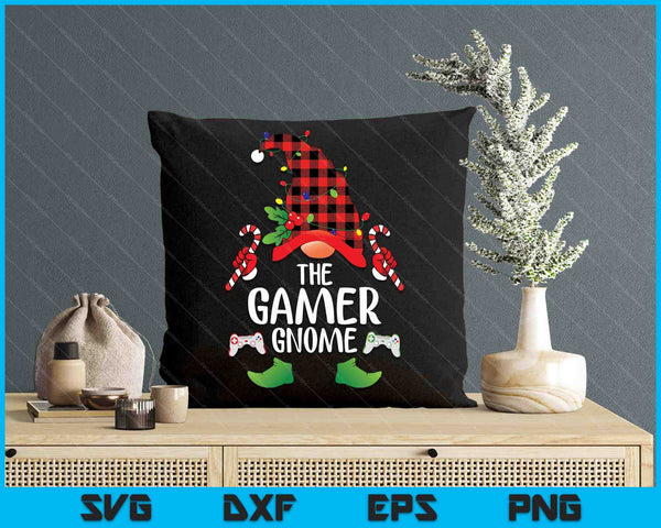 Gamer Gnome Buffalo Plaid Matching Family Christmas Pajama SVG PNG Digital Printable Files