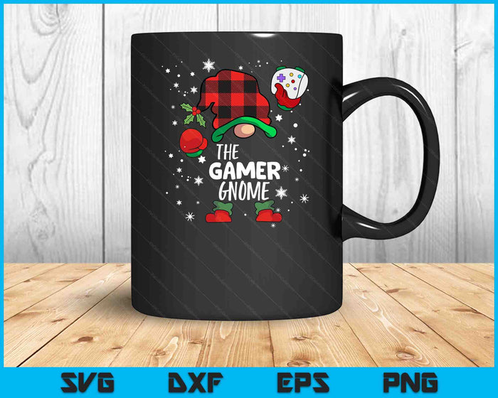 Gamer Gnome Red Buffalo Plaid Matching Family Christmas SVG PNG Digital Printable Files