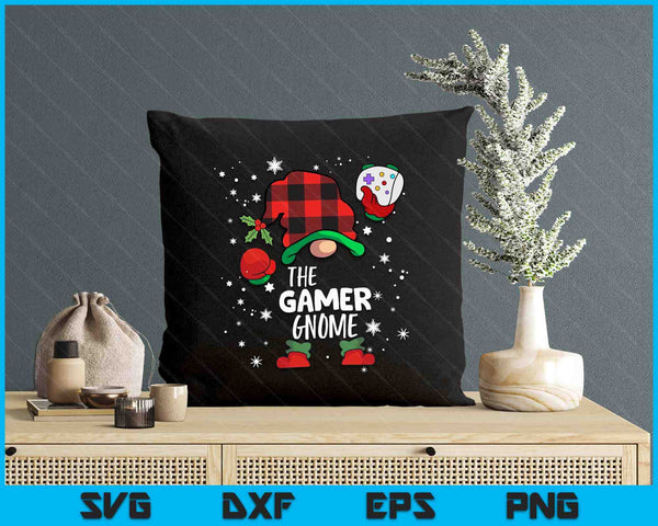 Gamer Gnome Red Buffalo Plaid Matching Family Christmas SVG PNG Digital Printable Files