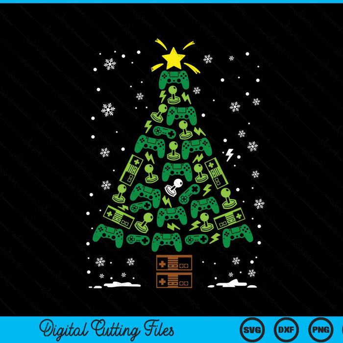 Gamer nerd video game lover family matching Christmas tree SVG cut file