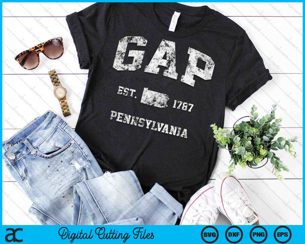 Gap Pennsylvania PA Vintage Athletic Sports SVG PNG Archivos de corte digital