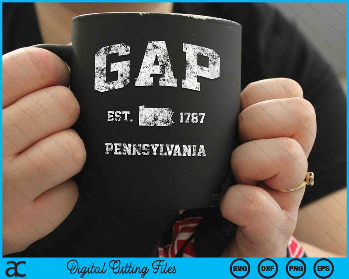 Gap Pennsylvania PA Vintage Athletic Sports SVG PNG Archivos de corte digital