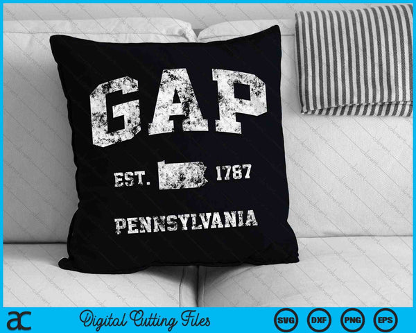 Gap Pennsylvania PA Vintage Athletic Sports SVG PNG Archivos de corte digital