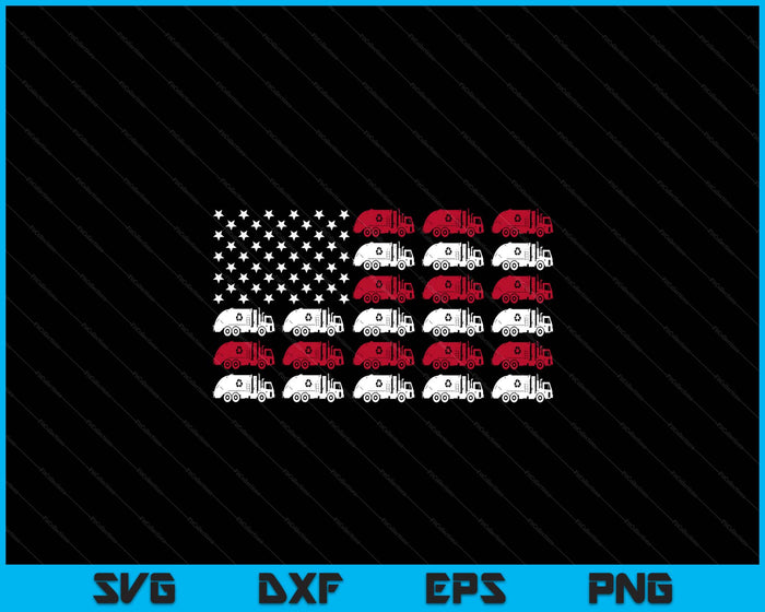 Garbage Truck Usa American Flag Patriotic SVG PNG Digital Printable Files