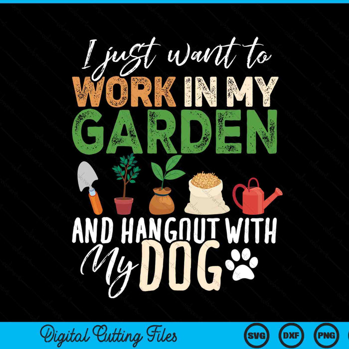 Gardening dog lover gardener garden pet plants SVG PNG cut file for Cricut
