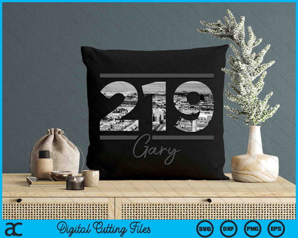 Gary 219 Area Code Skyline Indiana Vintage SVG PNG Digital Cutting Files