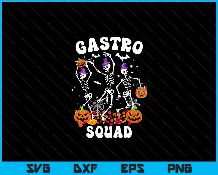 Gastro Squad Halloween Skeleton Dancing Endoscopy Nurse SVG PNG Digital Cutting Files