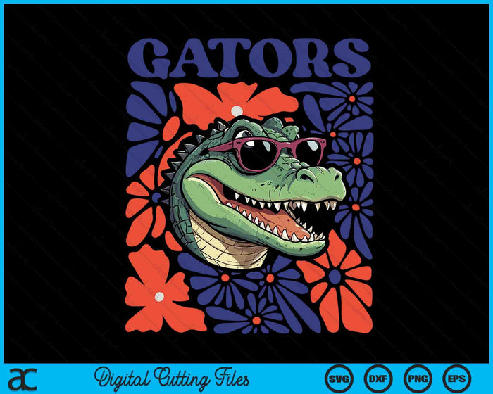 Gators Floral Retro Back To School Spirit Squad SVG PNG Digital Printable Files