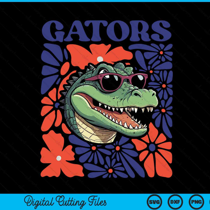 Gators Floral Retro Back To School Spirit Squad SVG PNG Digital Printable Files