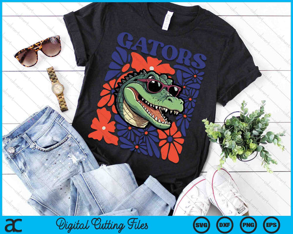 Gators Floral Retro Back To School Spirit Squad SVG PNG Digital Printable Files