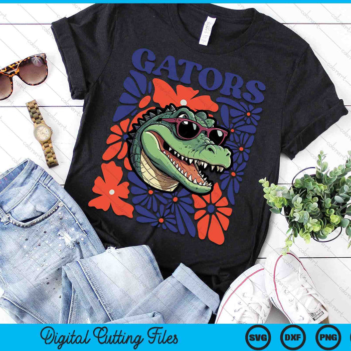 Gators Floral Retro Back To School Spirit Squad SVG PNG Digital Printable Files