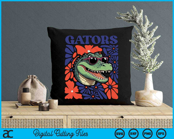 Gators Floral Retro Back To School Spirit Squad SVG PNG Digital Printable Files