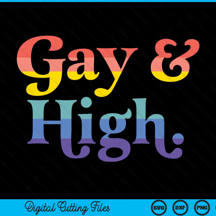 Gay and high weed marijuana retro LGBTQ pride flag SVG cut file