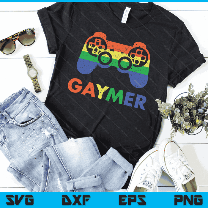 Gaymer Gay Pride Rainbow Gamer Gaming LGBTQ SVG PNG Digital Cutting Files