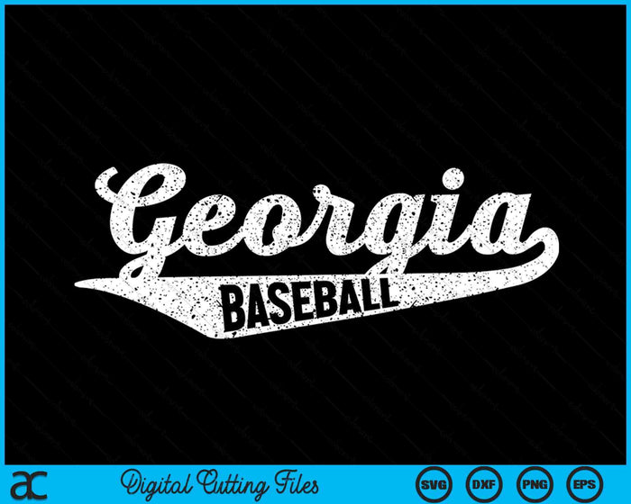 Georgia Baseball Script Vintage Distressed SVG PNG Digital Cutting Files